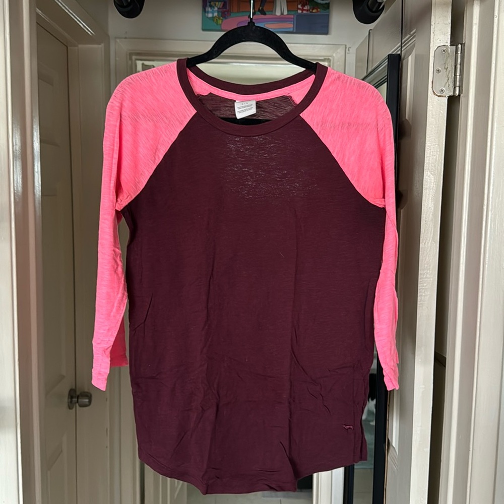 Victoria’s Secret PINK Small 3/4 Sleeve Baseball Tee